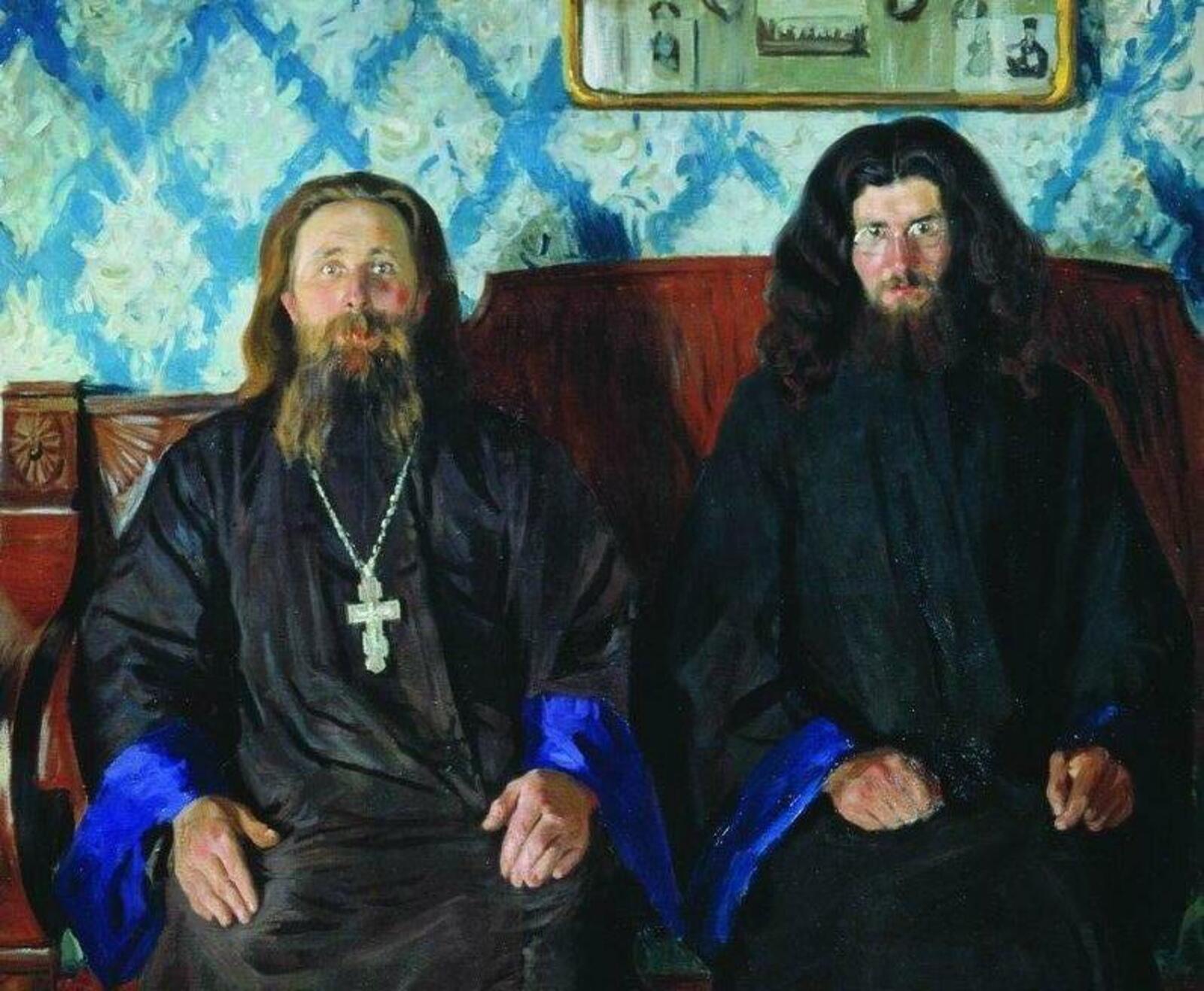 Борис Кустодиев "Портрет священника и диакона. На приеме". 1907г.