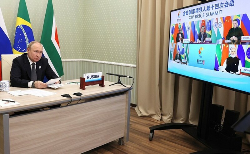 Владимир Путин в режиме видеоконференции принял участие в XIV саммите БРИКС