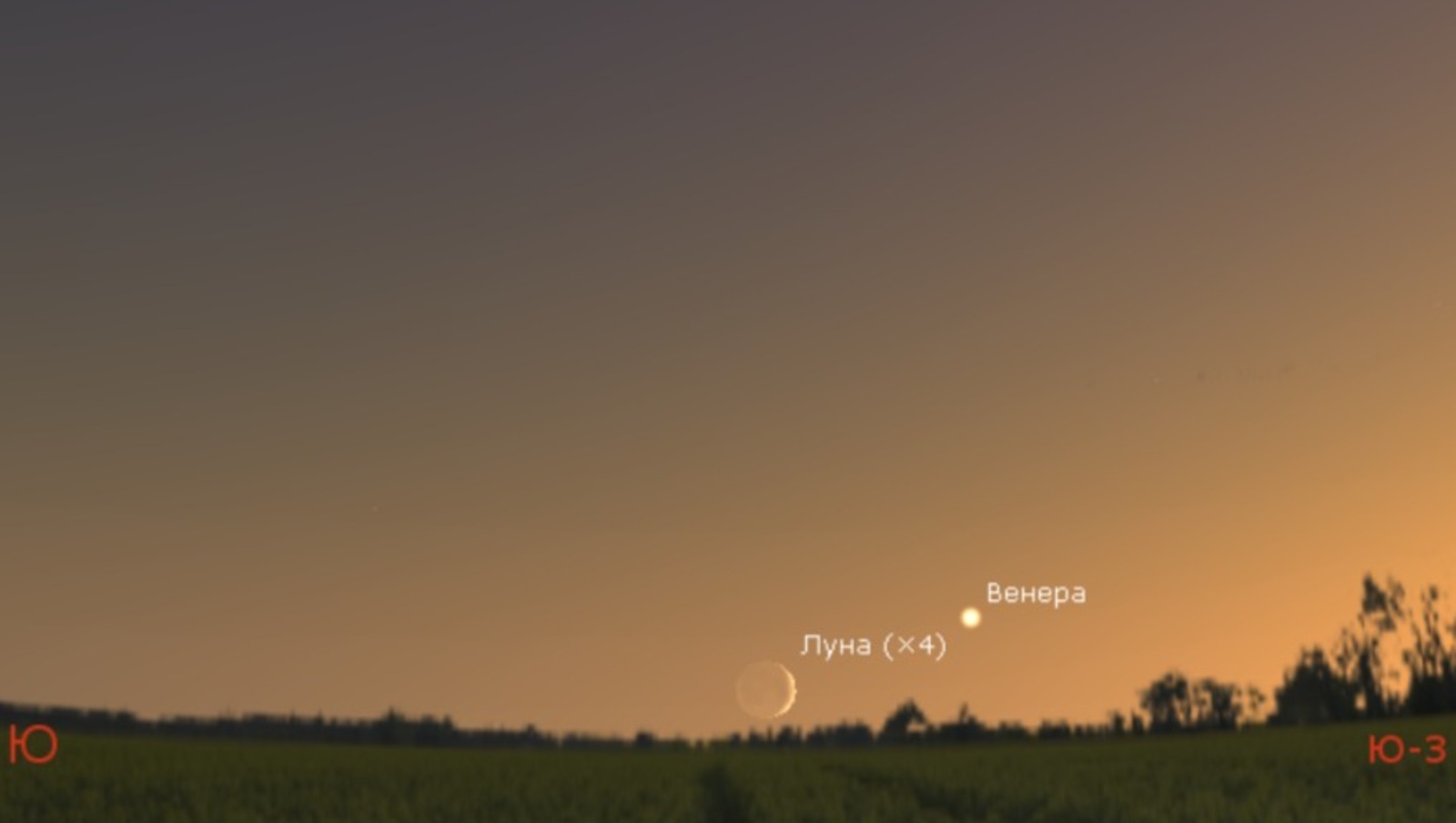 Уфимский городской планетарий  Венера и Луна на вечернем небе 5 ноября в 18.00. Высота Венеры над горизонтом 5°