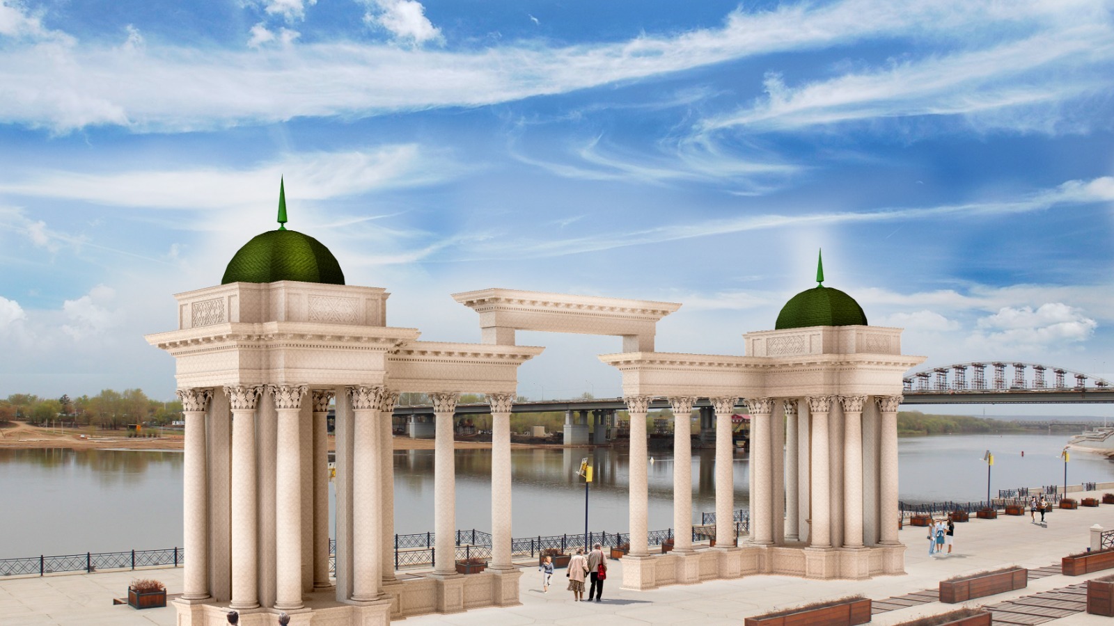 Такой будет колоннада на набережной Белой по окончании строительства