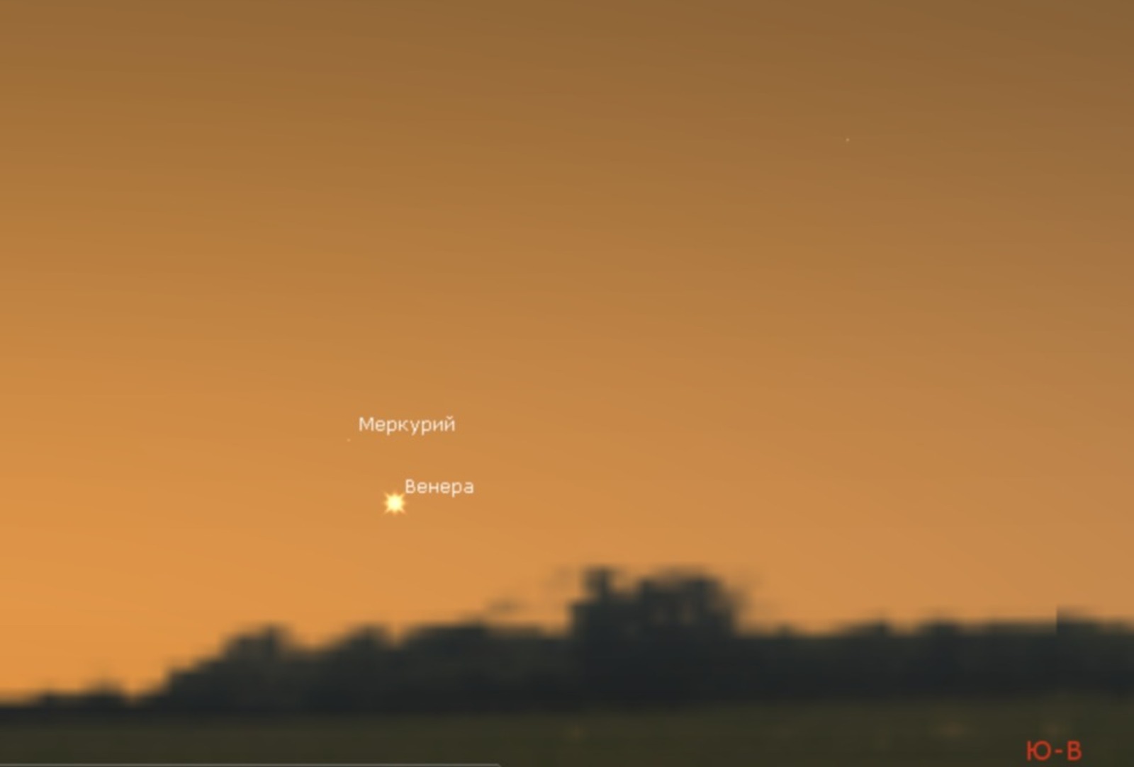 Уфимский городской планетарий сайт Венера и Меркурий на утреннем небе в момент соединения 25 ноября в 08.30