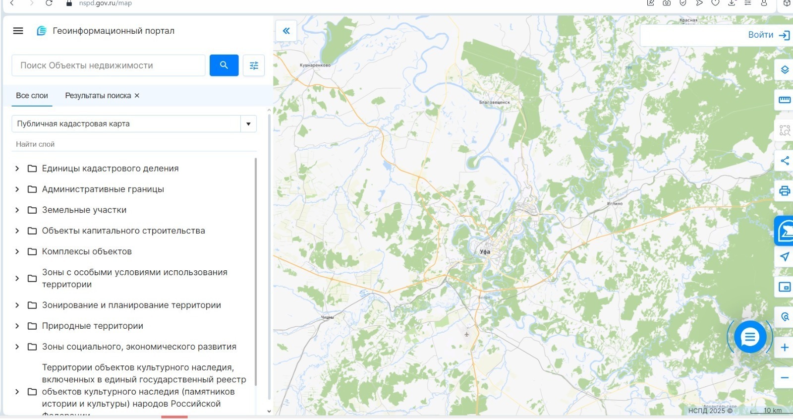 Росреестрҙың кадастр картаһы