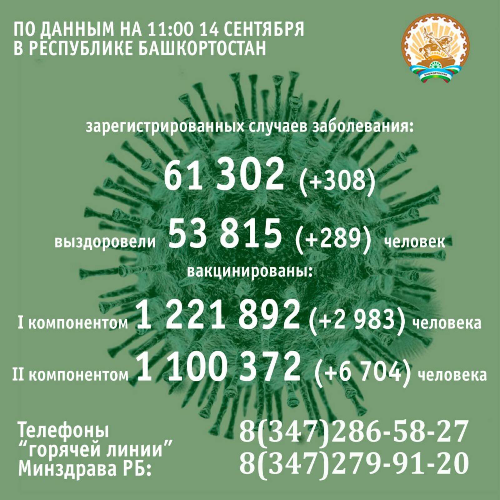 В Башкирии число заболевших коронавирусом превысило 61 тысячу человек