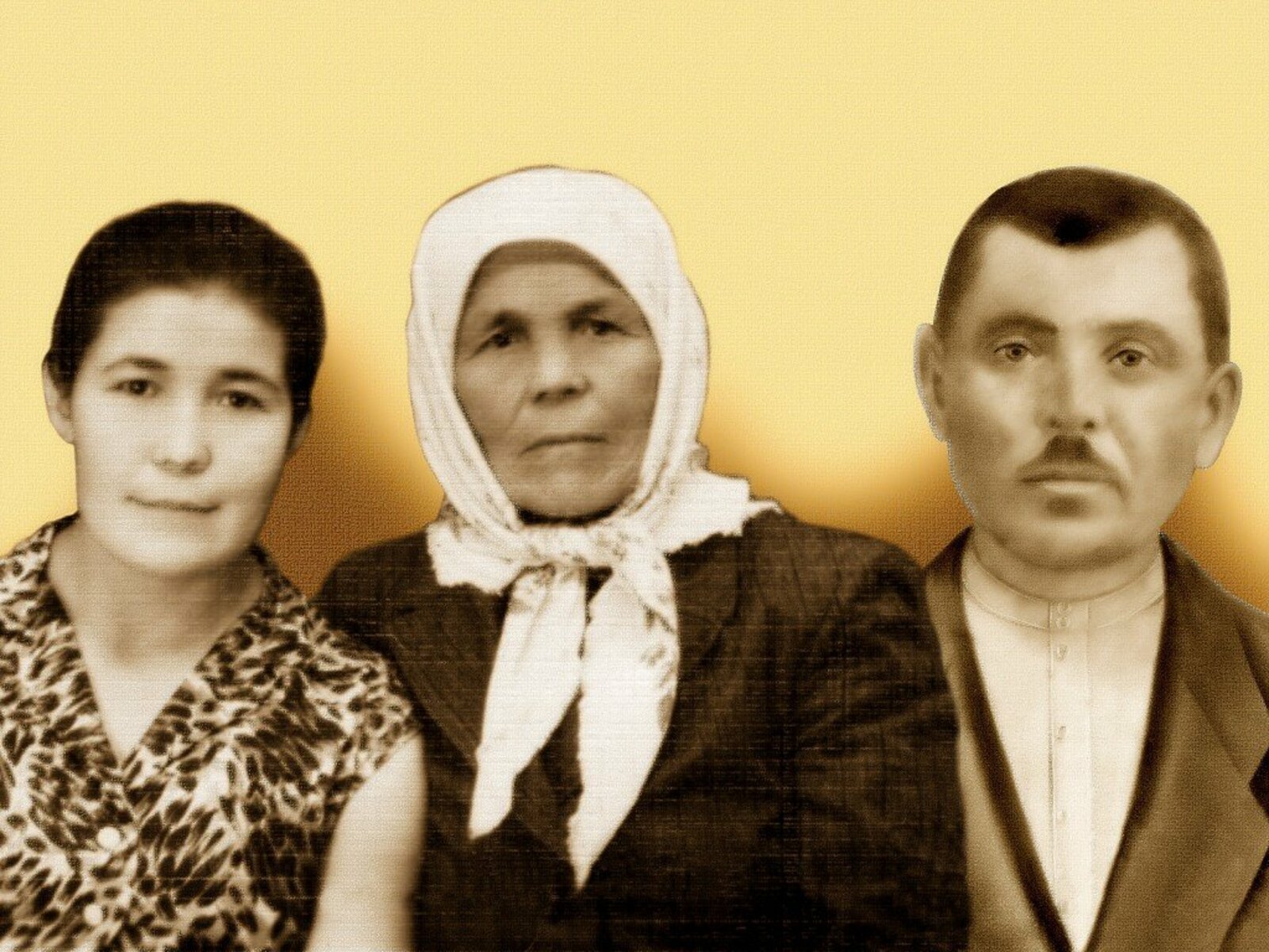 Фотоколлаж из семейного архива: Маргува и её родители Марьям и Абдулла Давлетшины.